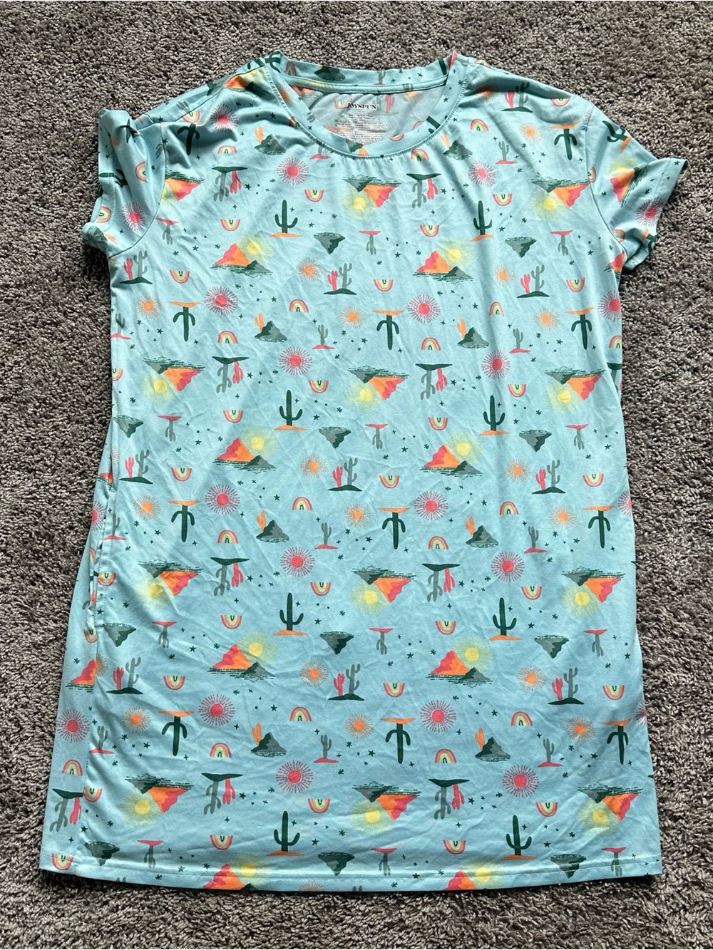 Light Blue Cactus & Sun Short Sleeve Nightshirt